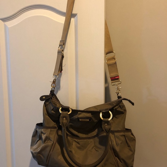 Khaki Storksak Diaper Bag
